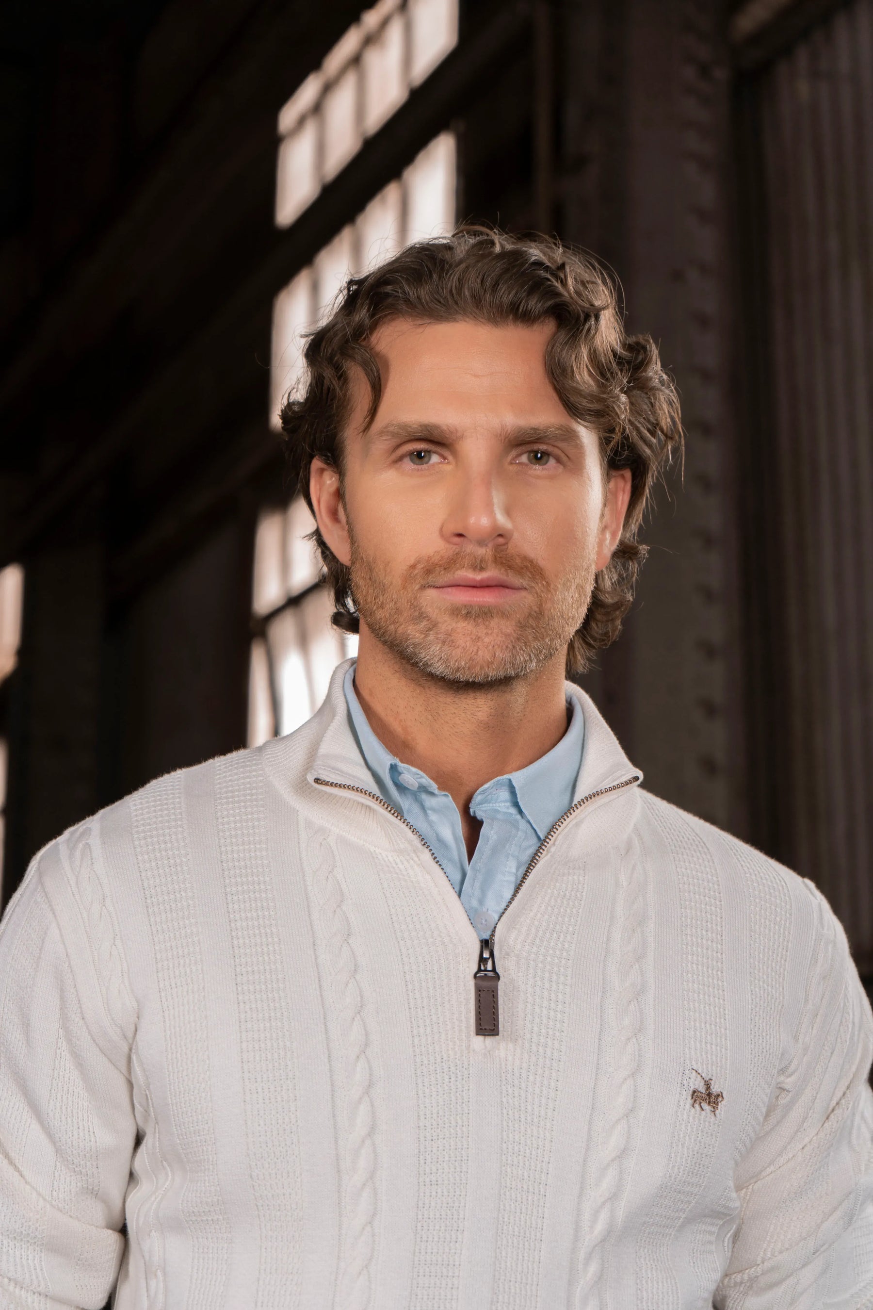Suéter Halfzip Atlas Hombre Hueso
