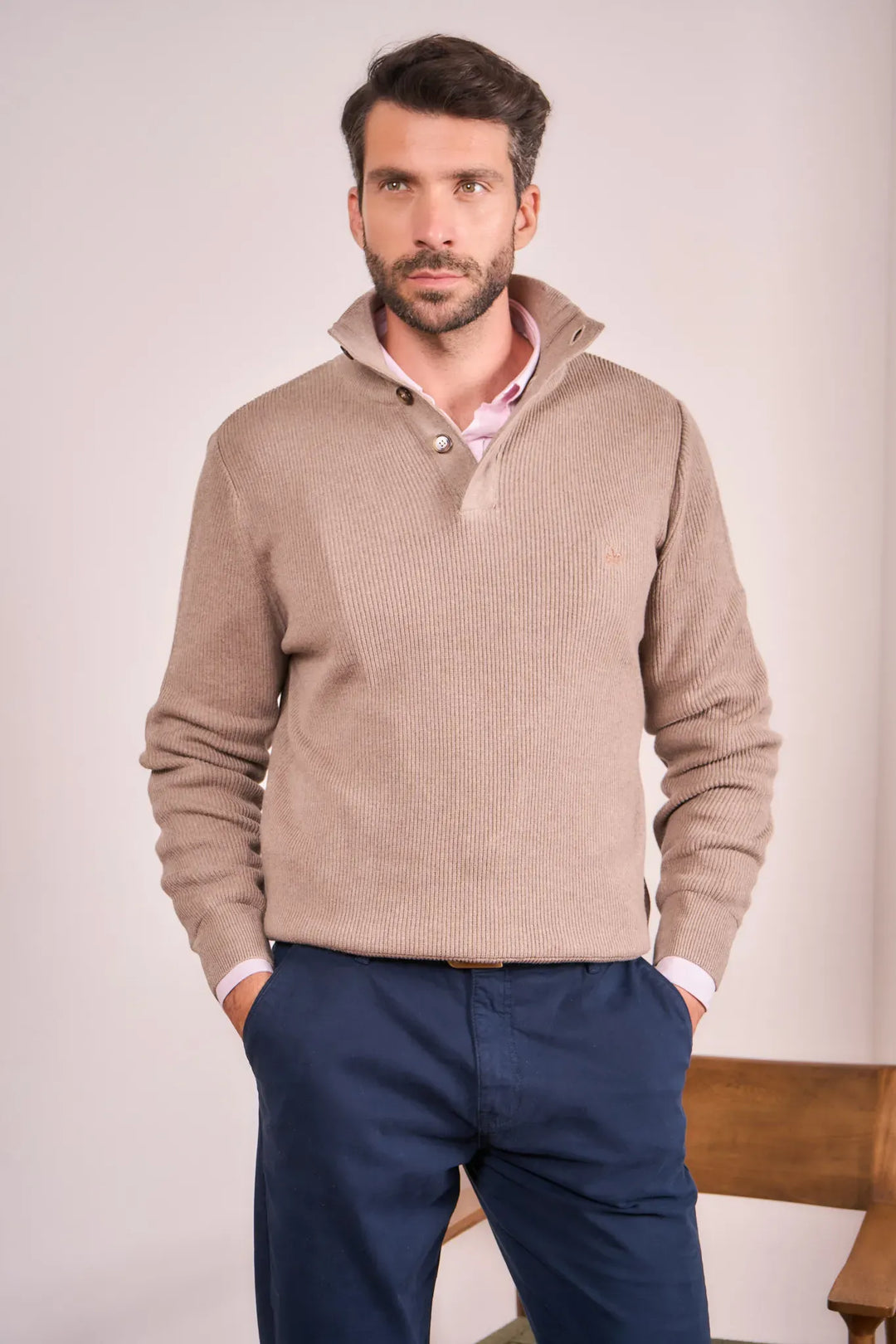 Suéter Halfzip Belfast Hombre Camel