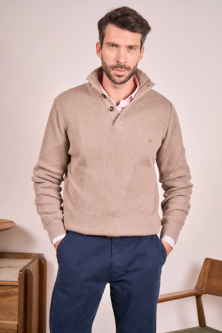 Suéter Halfzip Belfast Hombre Camel