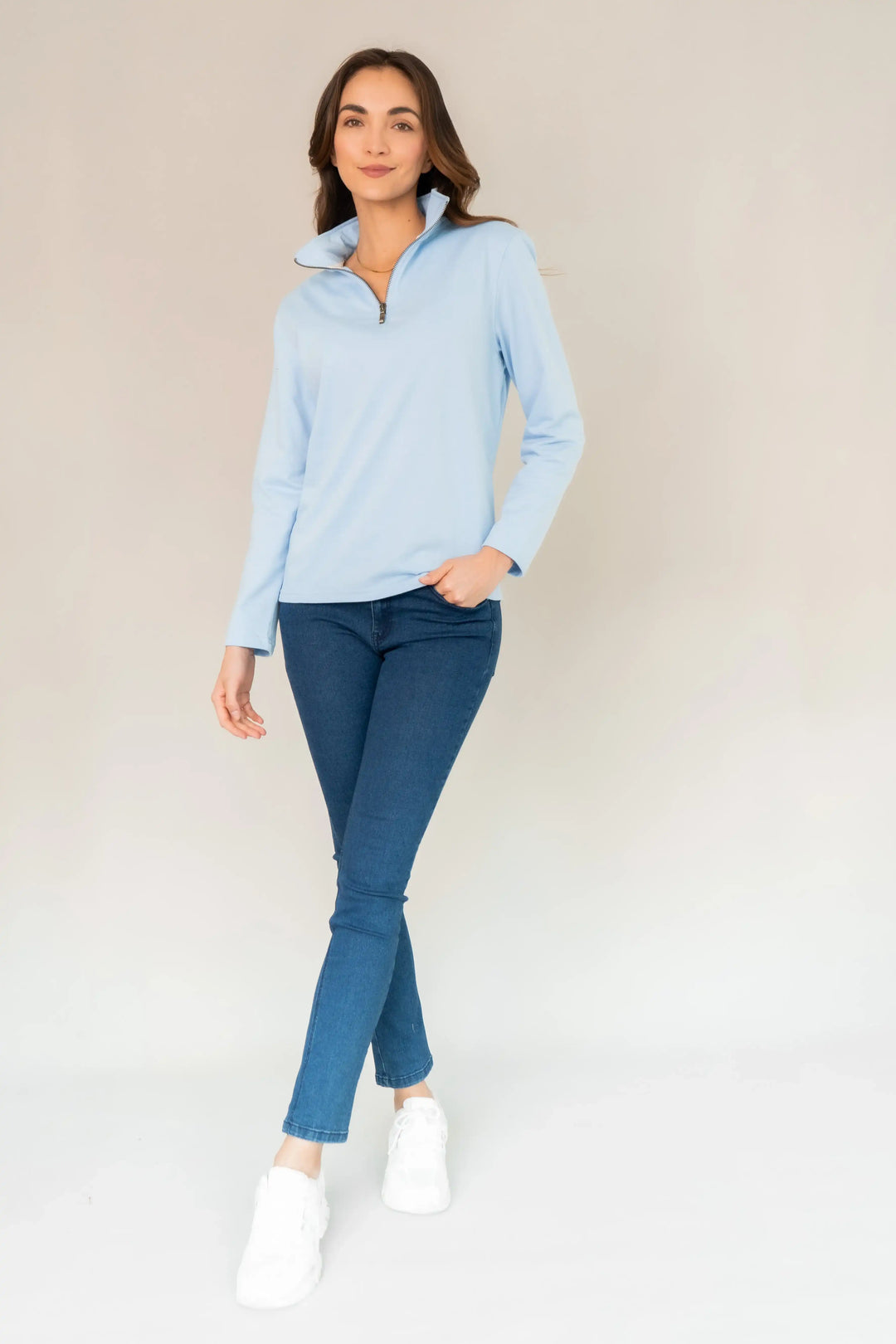 Suéter Halfzip Comfy Mujer Azul claro