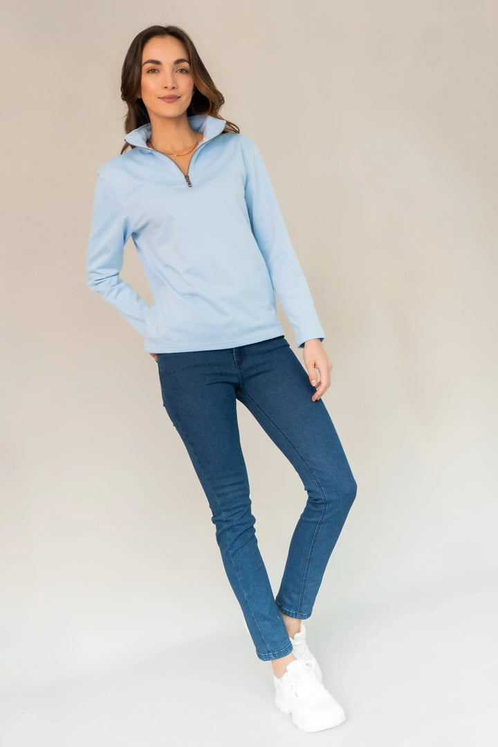 Suéter Halfzip Comfy Mujer Azul claro