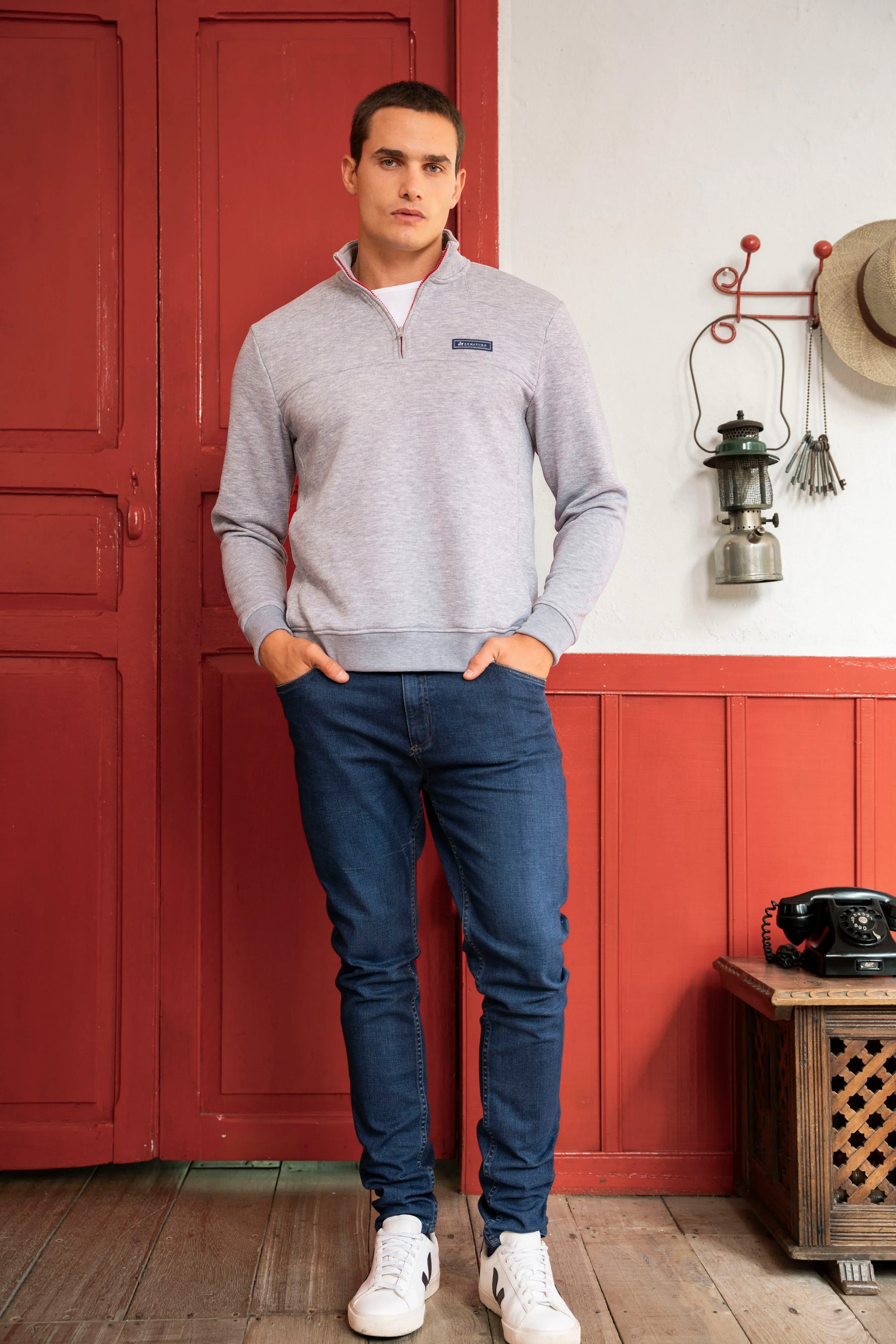 Suéter Everyday Halfzip Hombre Gris Claro