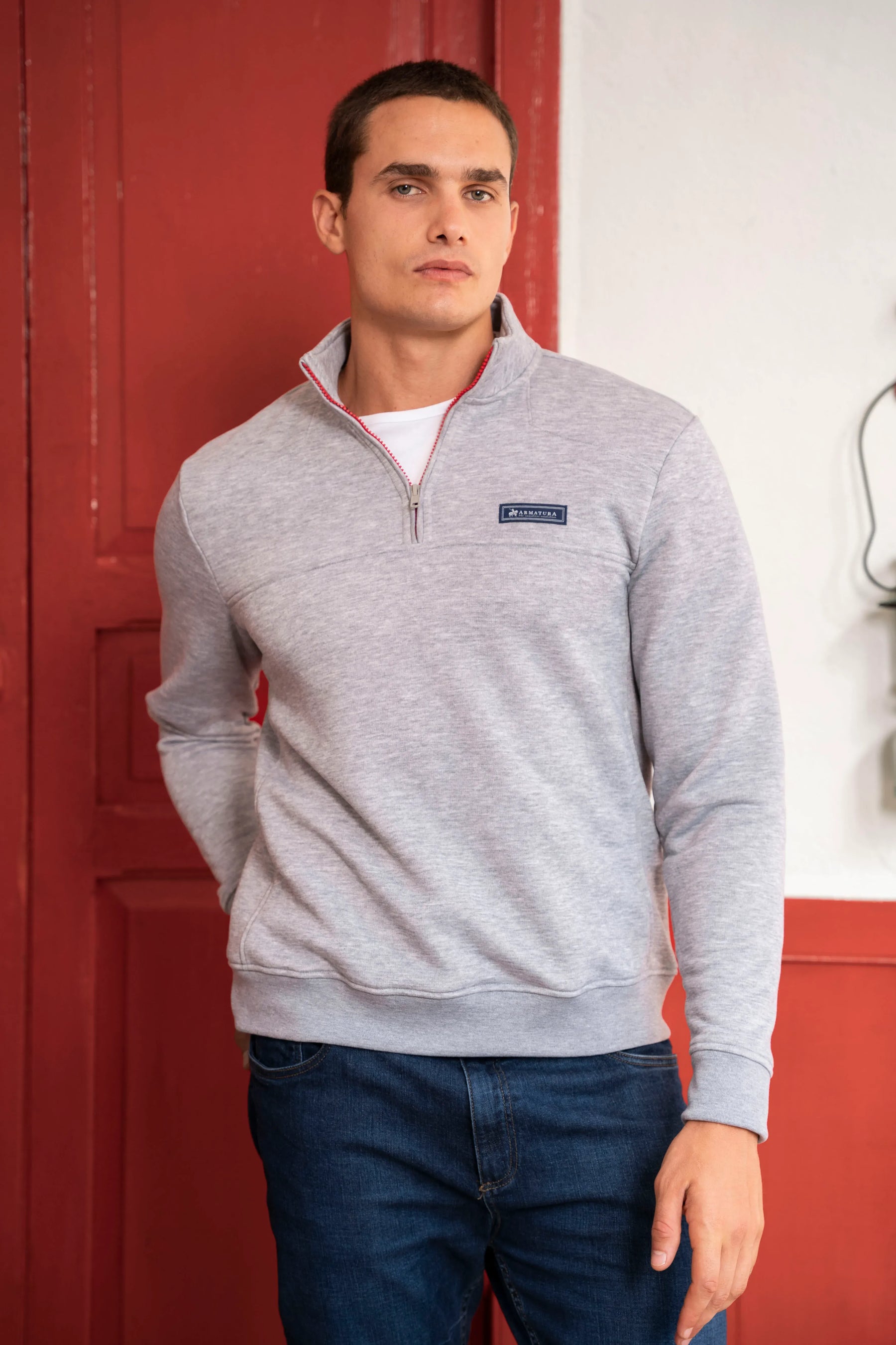 Suéter Everyday Halfzip Hombre Gris Claro