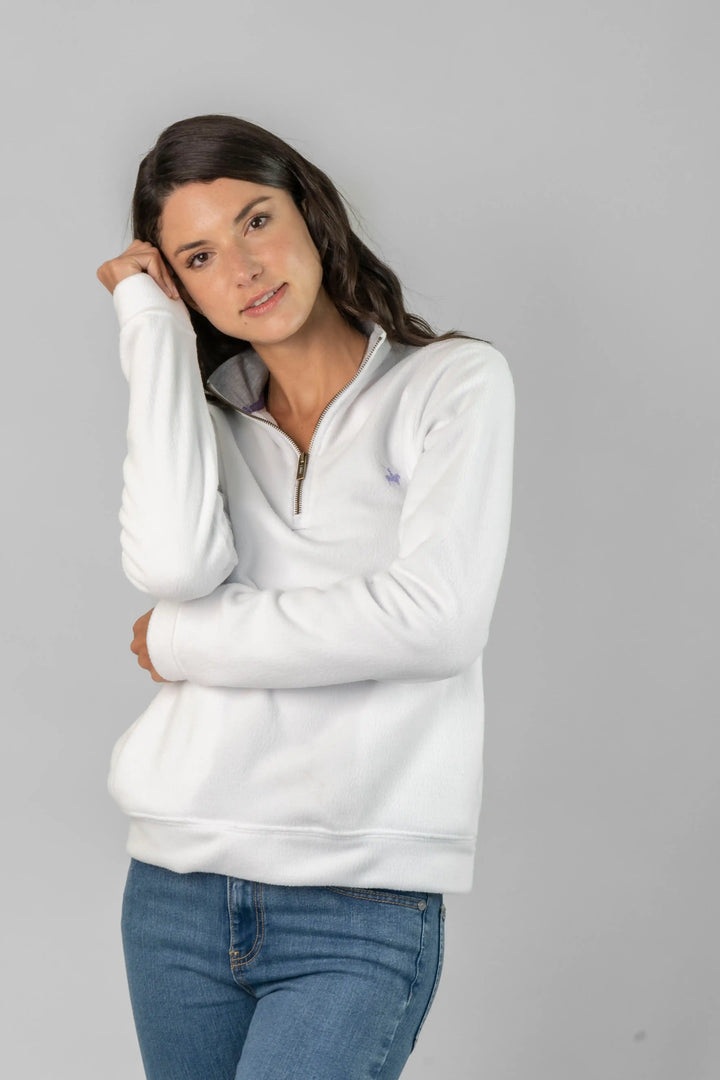 Suéter Halfzip Fleece Mujer Blanco