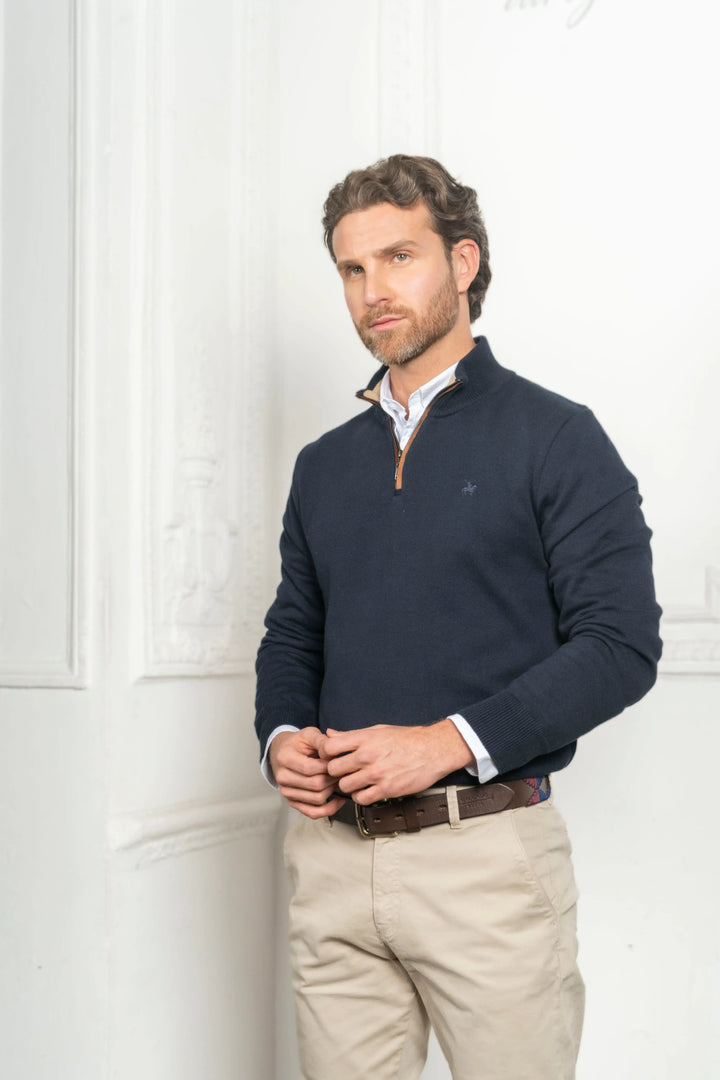 Suéter Halfzip Legacy Hombre Azul Oscuro