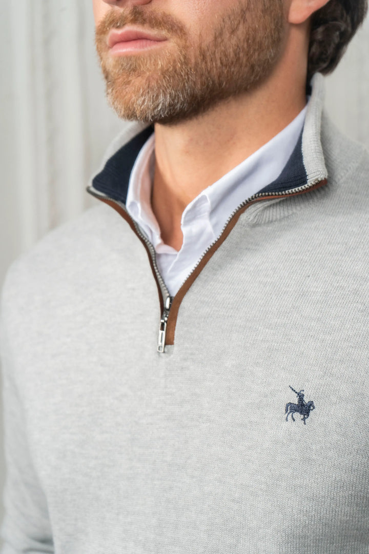 Suéter Halfzip Legacy Hombre Gris Claro