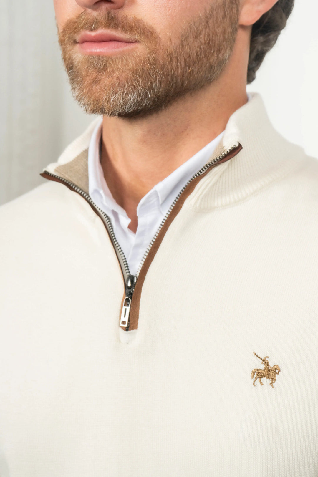 Suéter Halfzip Legacy Hombre Hueso