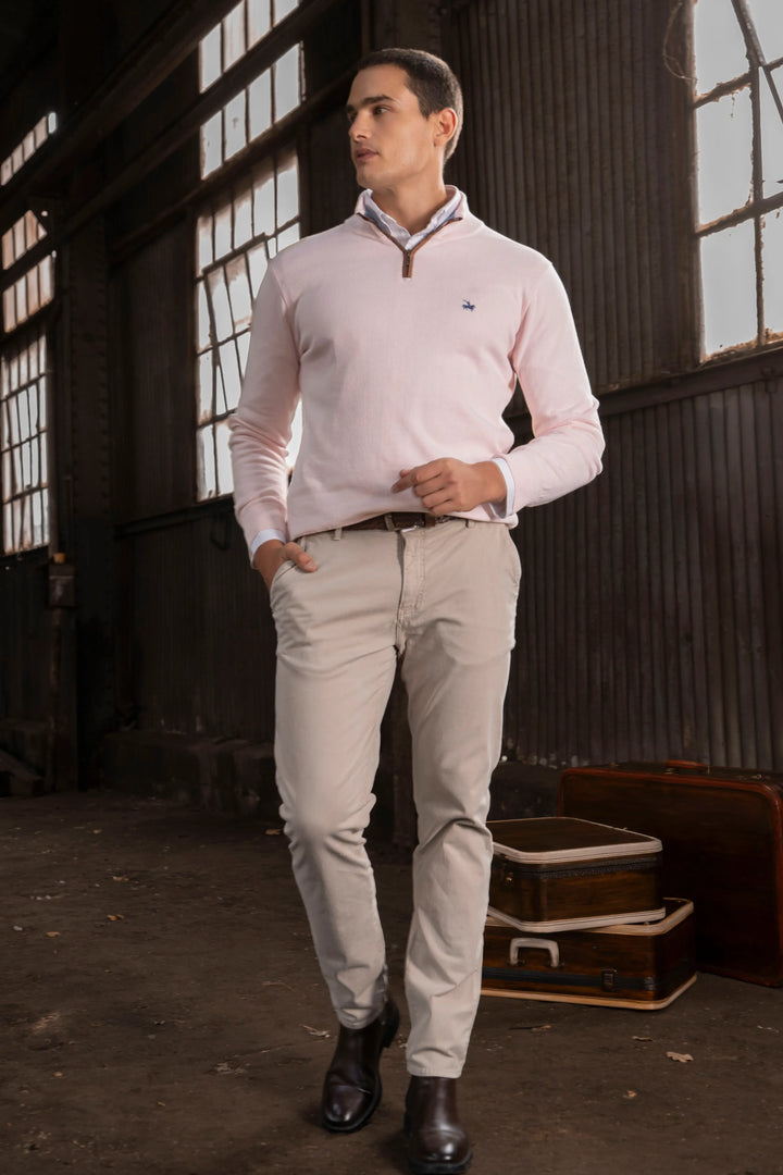 Suéter Halfzip Legacy Hombre Rosado