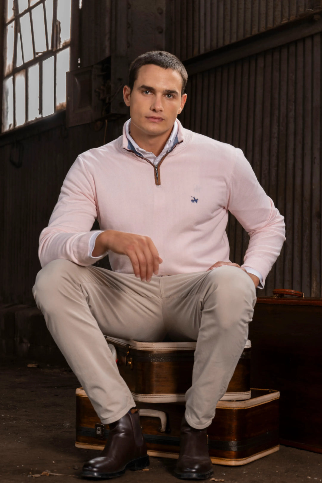 Suéter Halfzip Legacy Hombre Rosado
