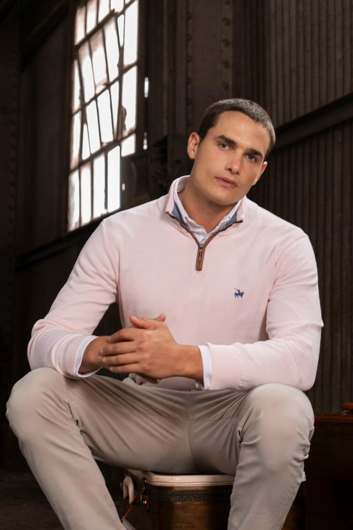 Suéter Halfzip Legacy Hombre Rosado
