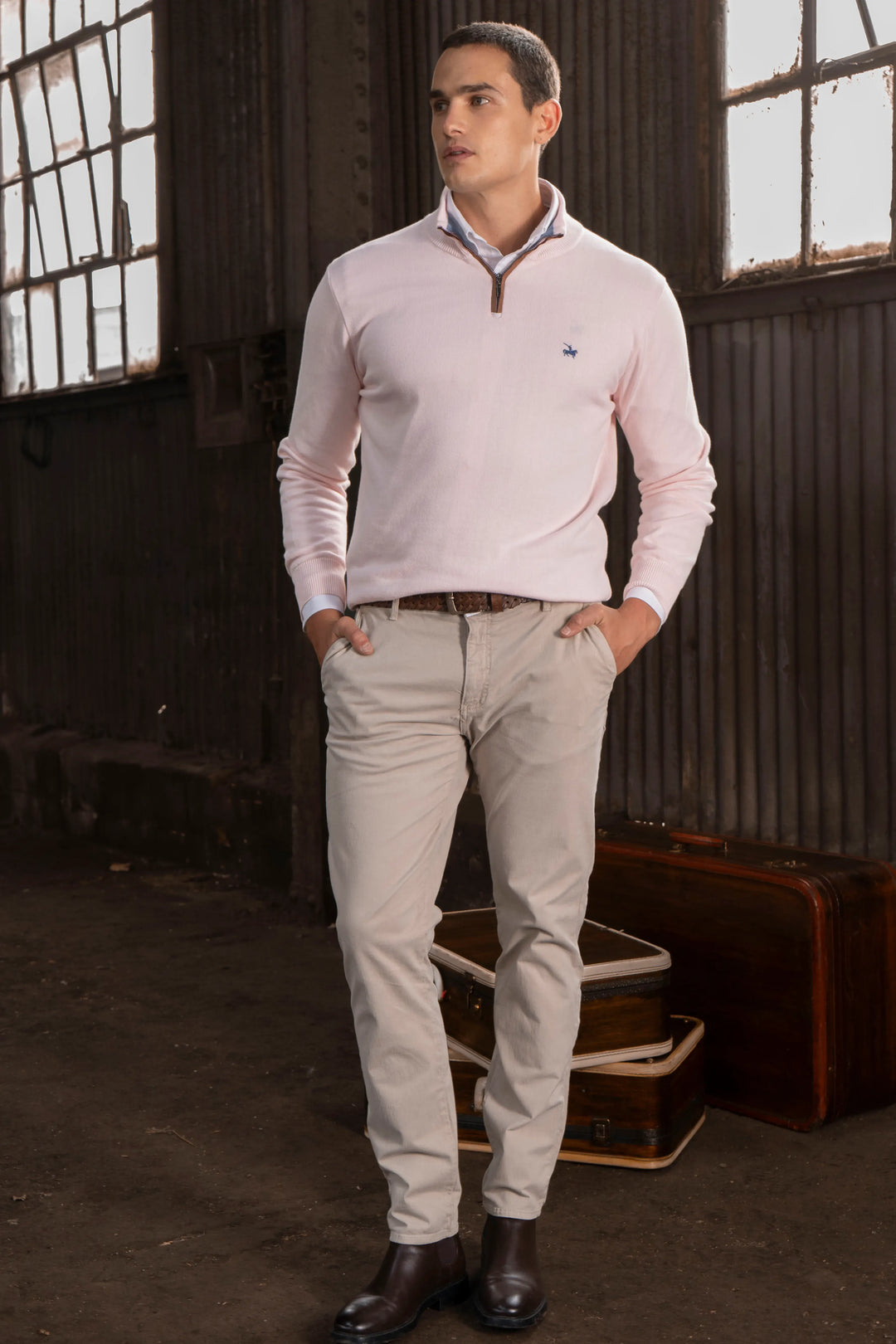 Suéter Halfzip Legacy Hombre Rosado