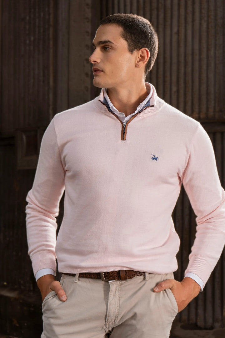 Suéter Halfzip Legacy Hombre Rosado