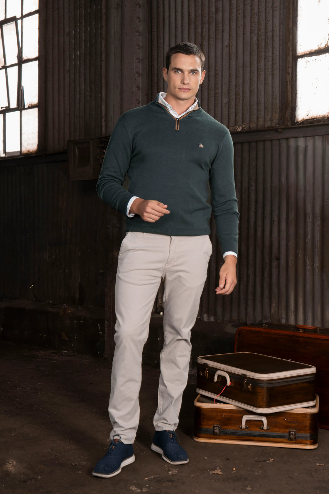 Suéter Halfzip Legacy Hombre Verde