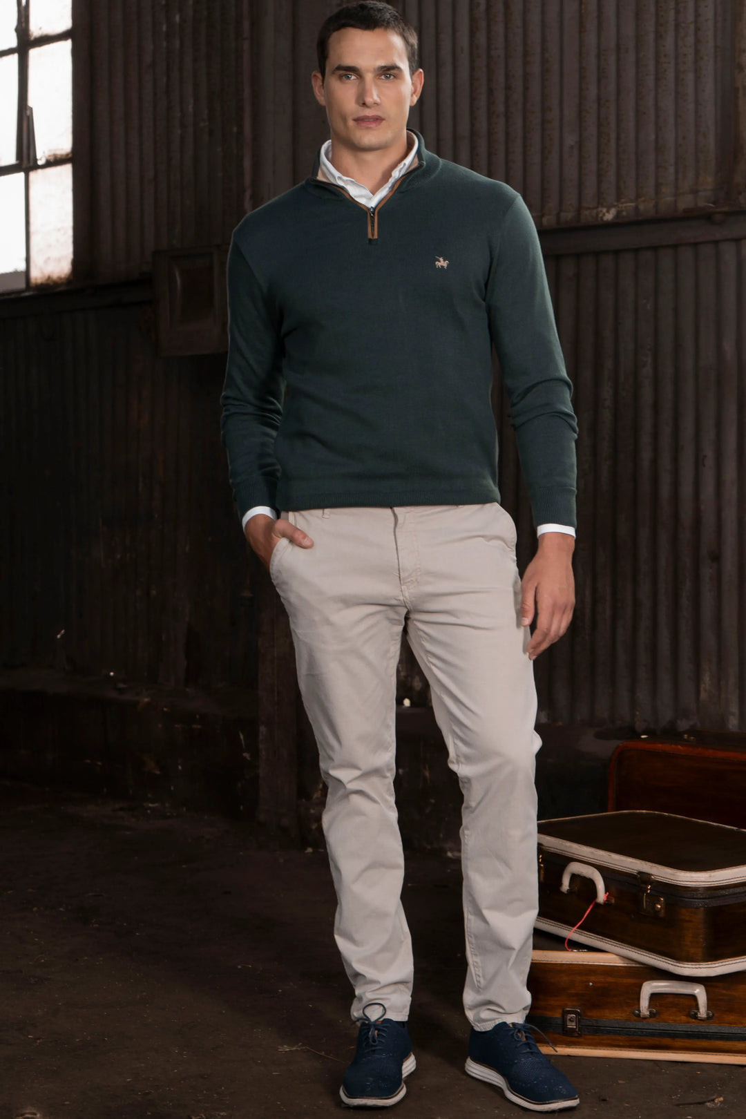 Suéter Halfzip Legacy Hombre Verde