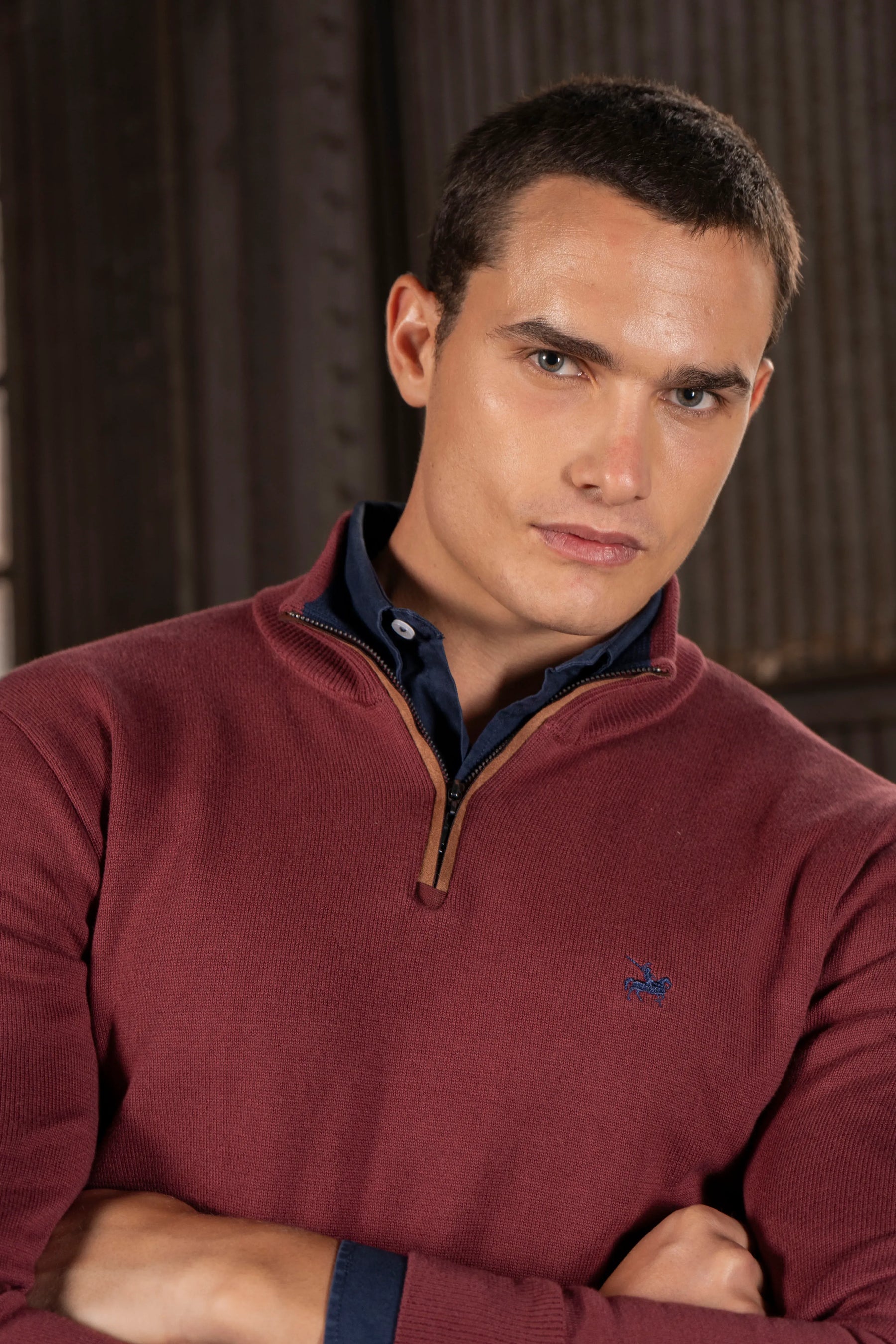 Suéter Halfzip Legacy Hombre Vinotinto