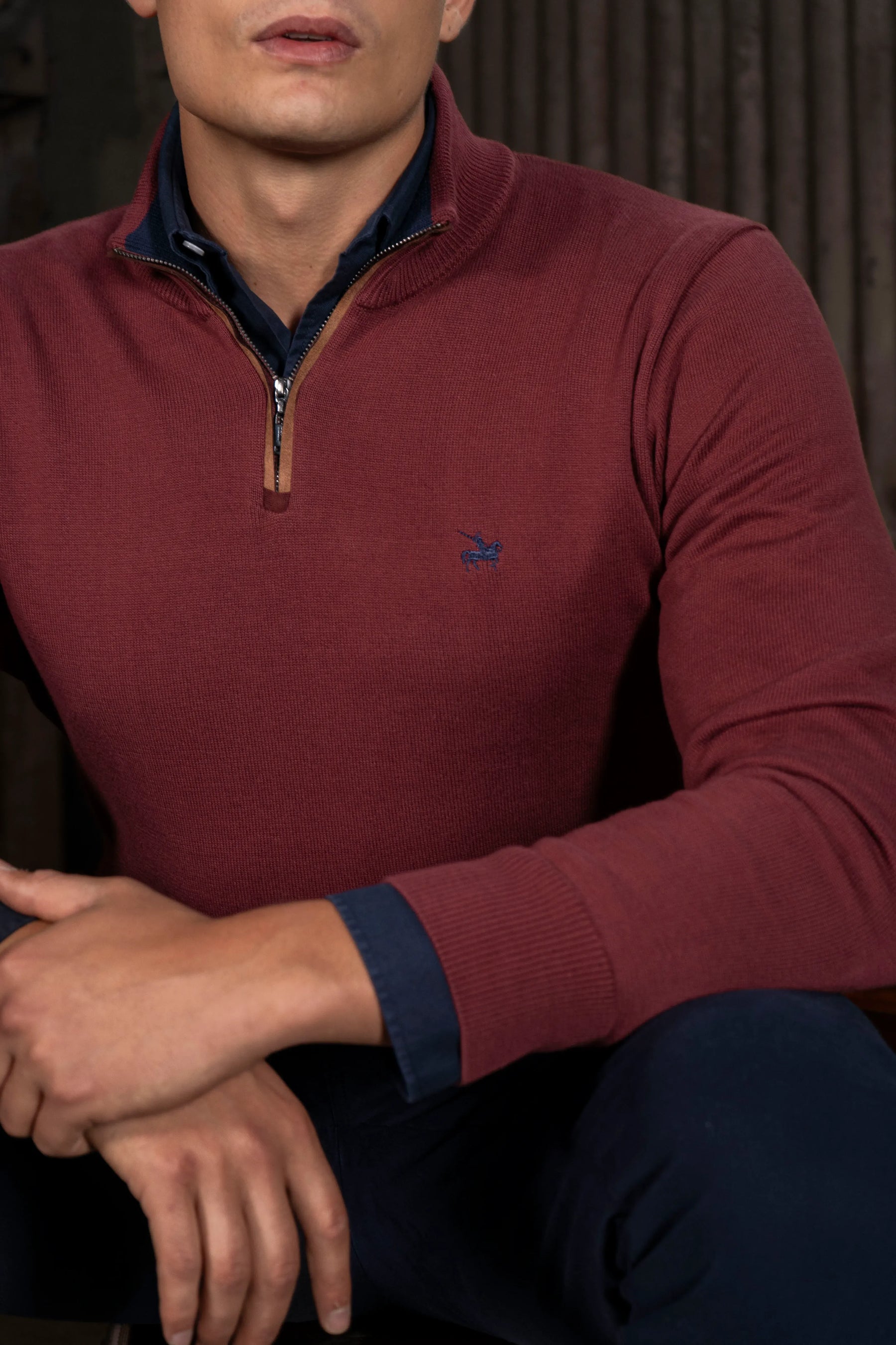 Suéter Halfzip Legacy Hombre Vinotinto