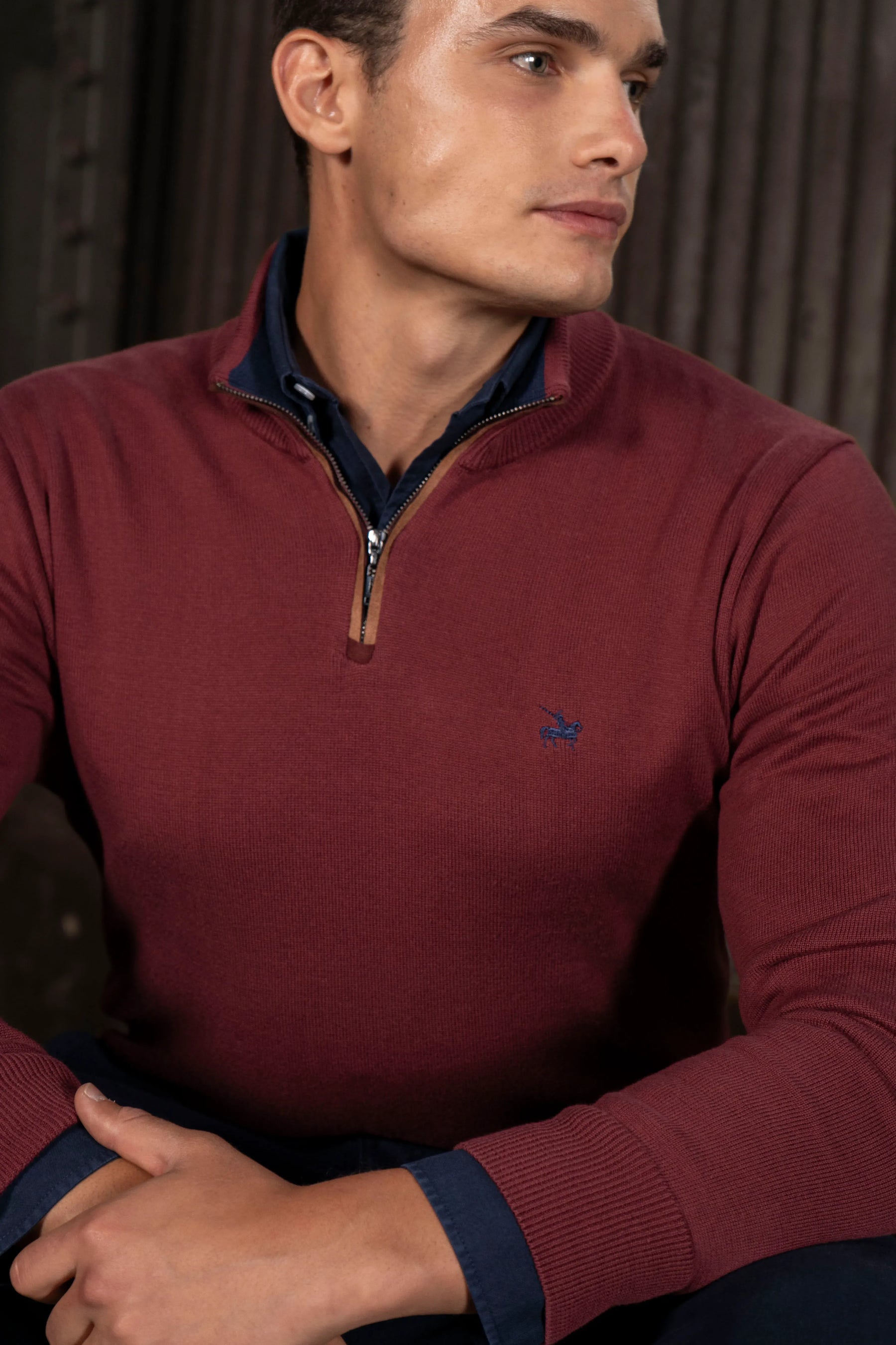 Suéter Halfzip Legacy Hombre Vinotinto
