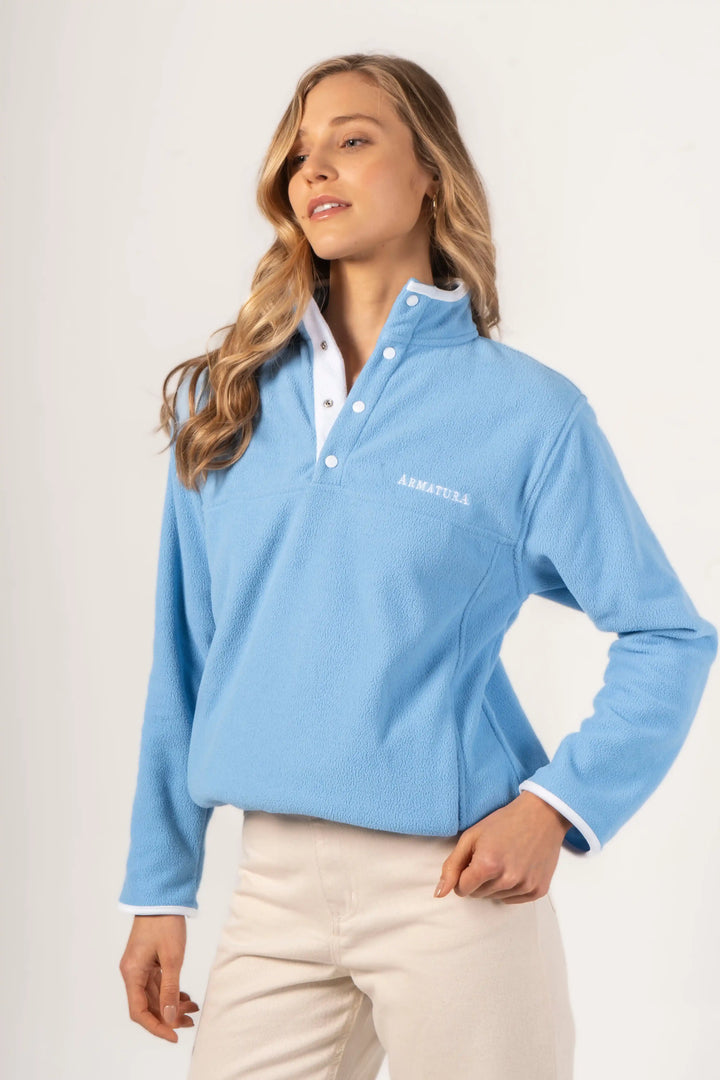 Suéter Pullover Fleece Mujer Azul