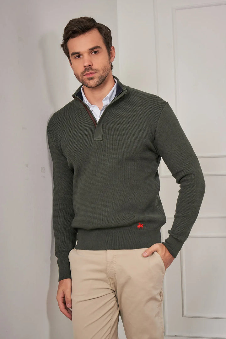 Suéter Halfzip Textured Hombre Verde