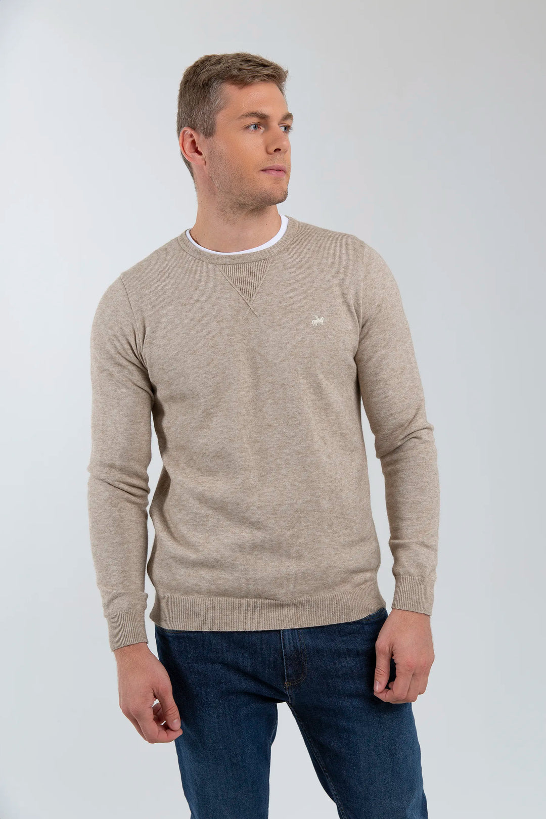 Su ter Crewneck Tejido Hombre Camel Armatura Armatura CO