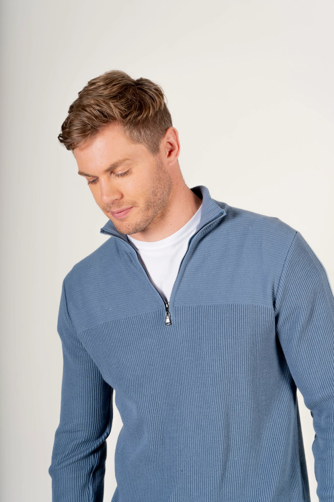 Suéter Halfzip Canales Hombre Azul