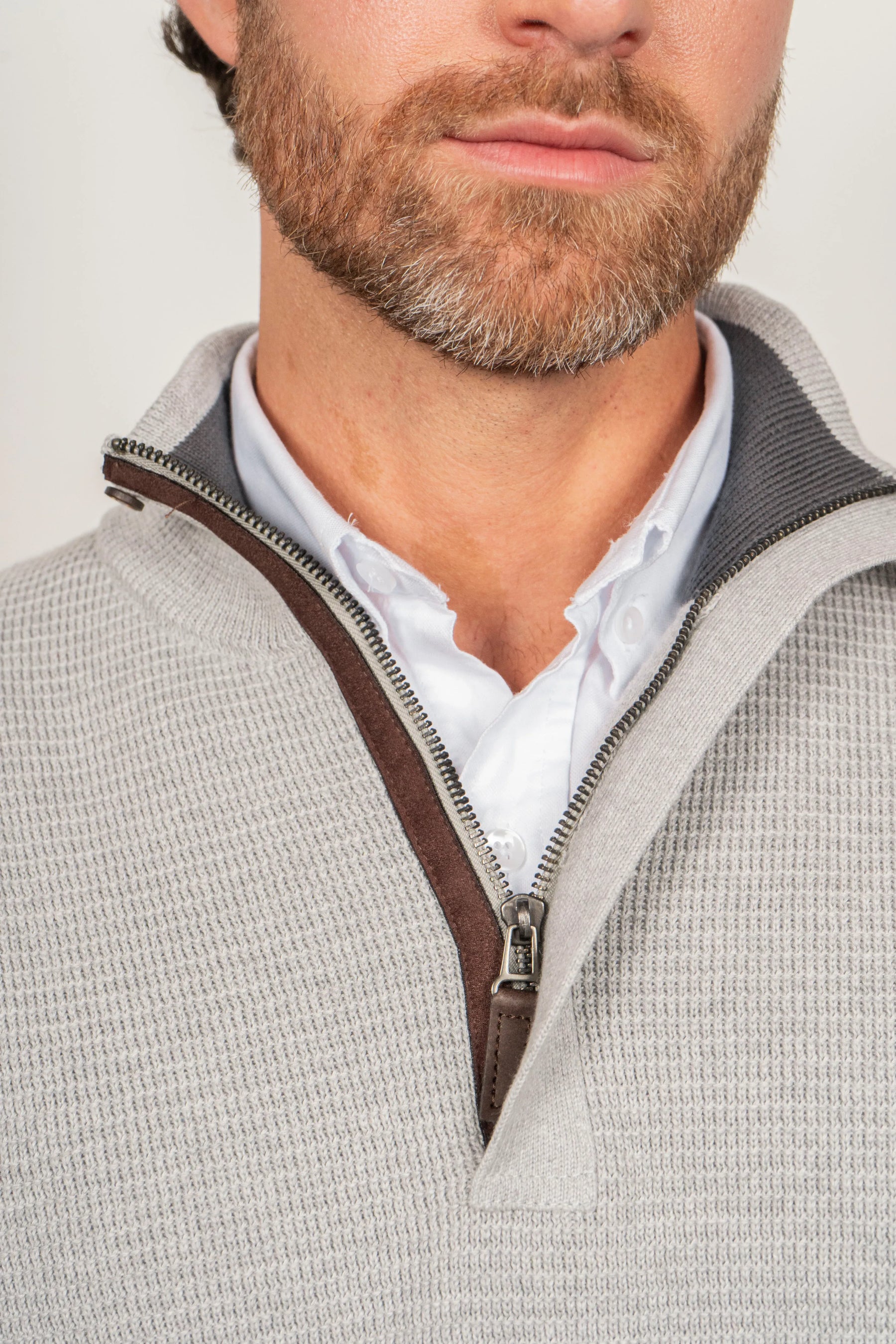 Suéter Halfzip Textured Hombre Gris claro