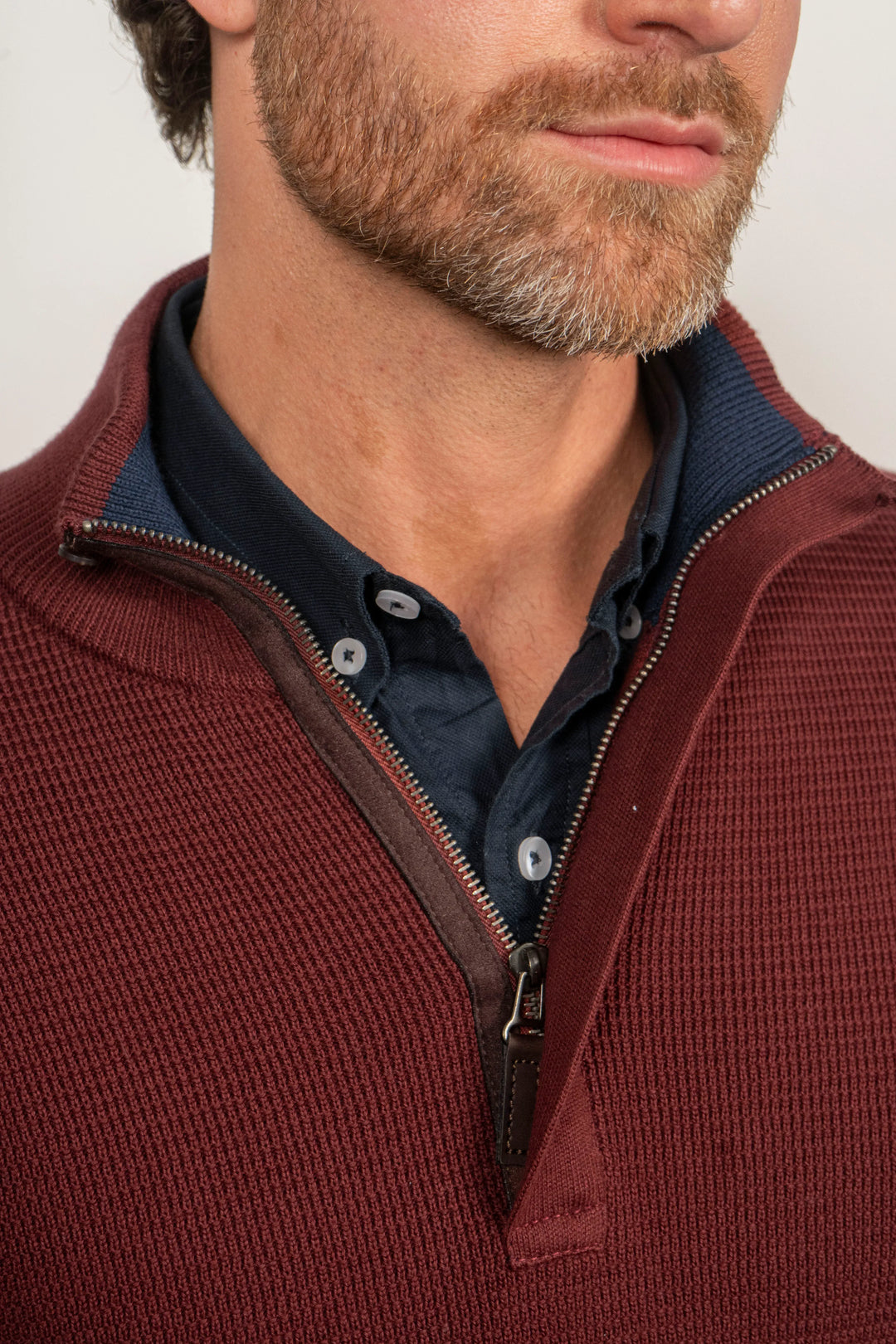 Suéter Halfzip Textured Hombre Vinotinto