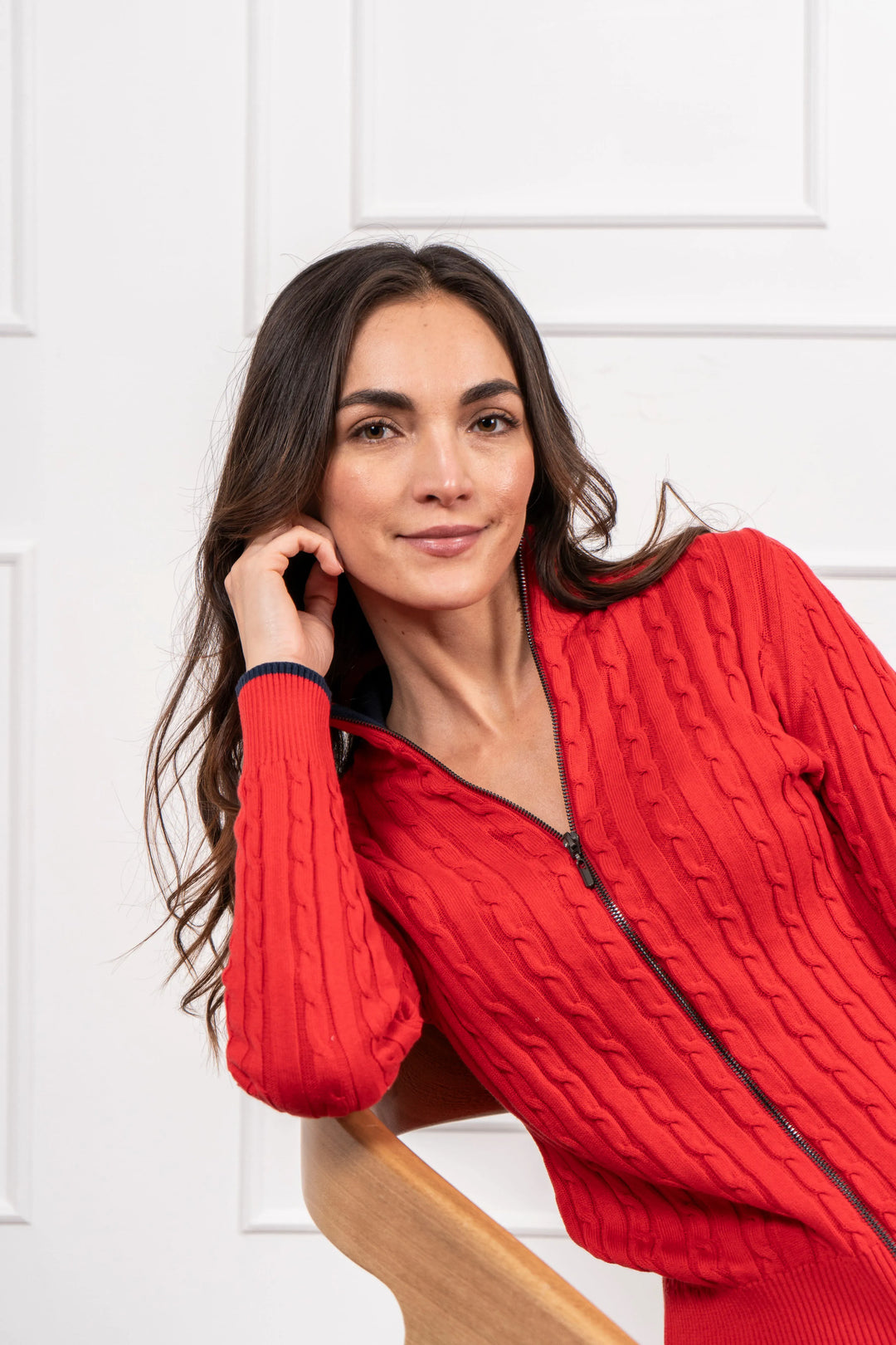 Sueter trenzado abierto Mujer Rojo