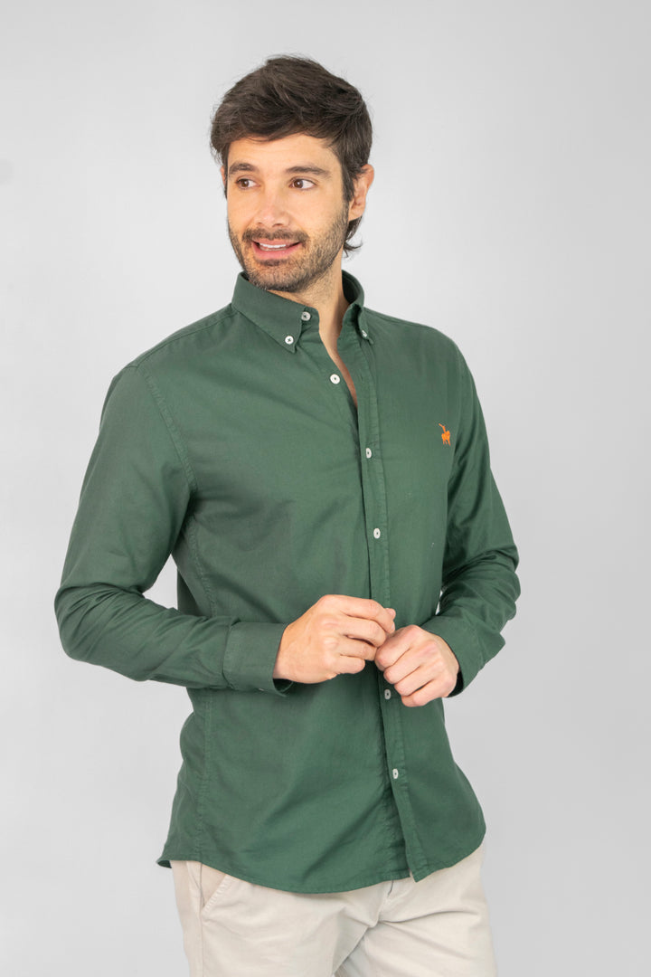 Camisa Oxford Hombre Verde militar