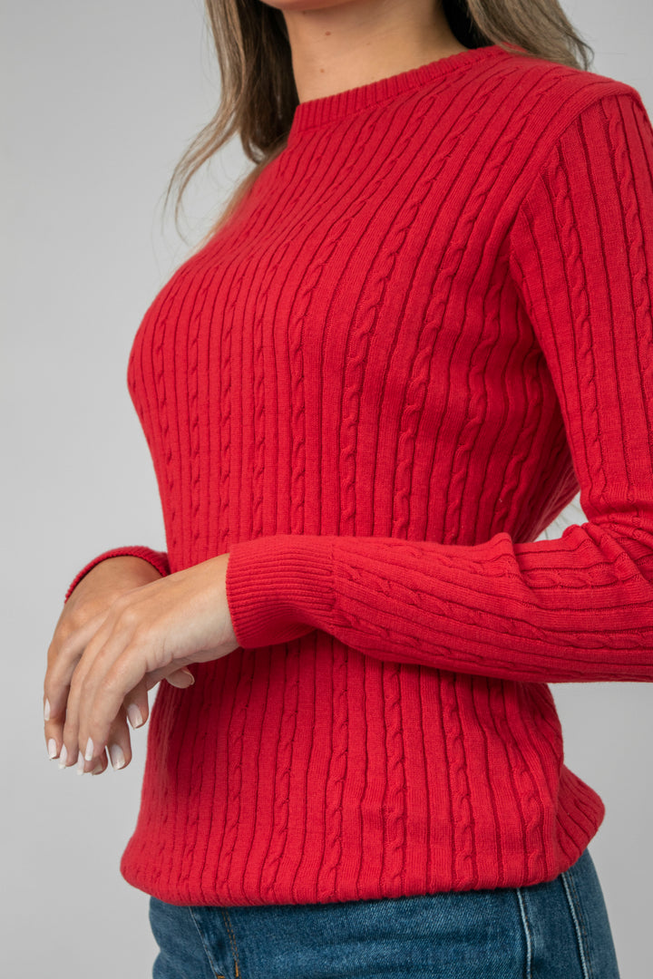 Suéter trenzado mini Mujer, Rojo
