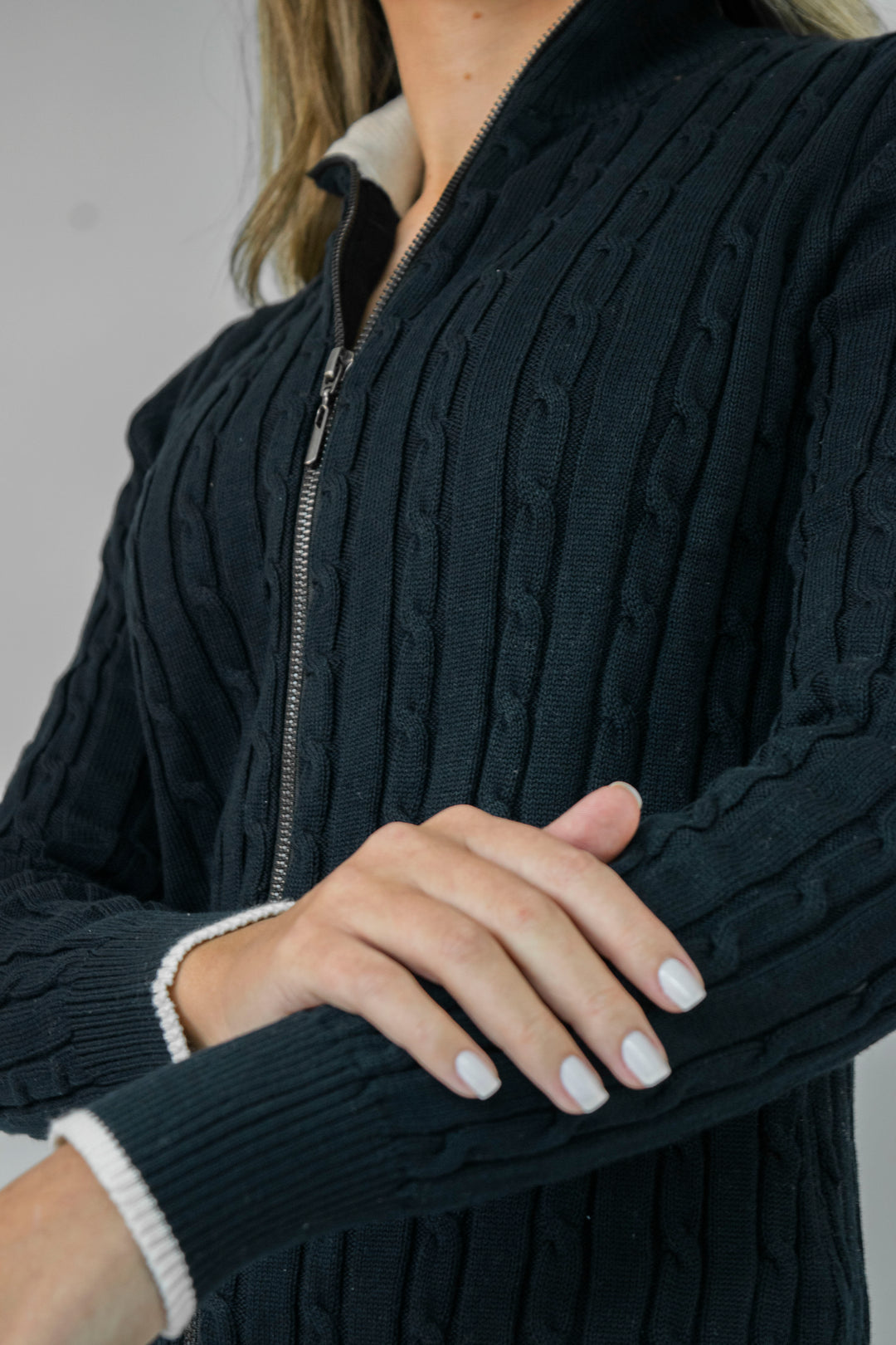 Conjunto de ropa de 2 piezas para mujer, suéter negro trenzado