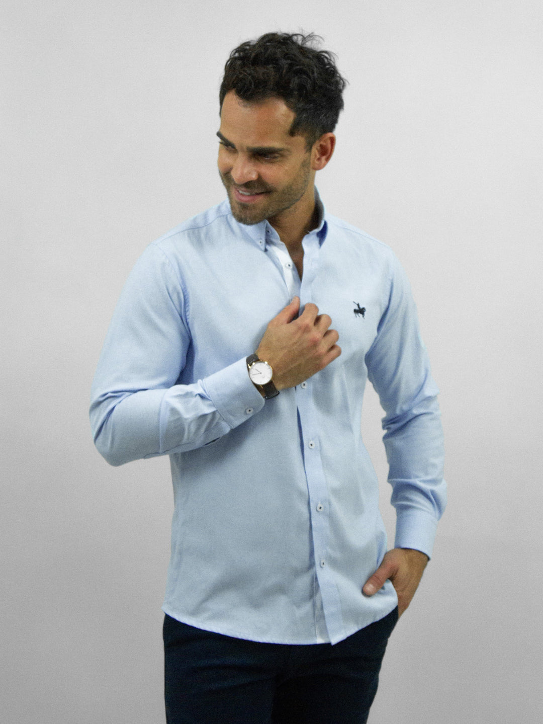 Camisa Basic Hombre Azul