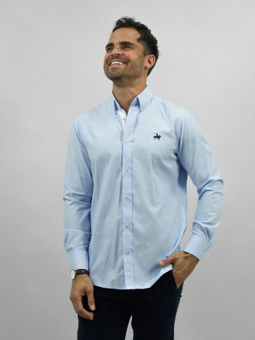 Camisa Basic Hombre Azul